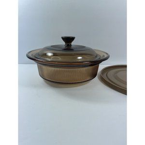 VTG Corning Vision 24 OZ Baking Dish with glass PYREX Lid & Visions Rubber Lid